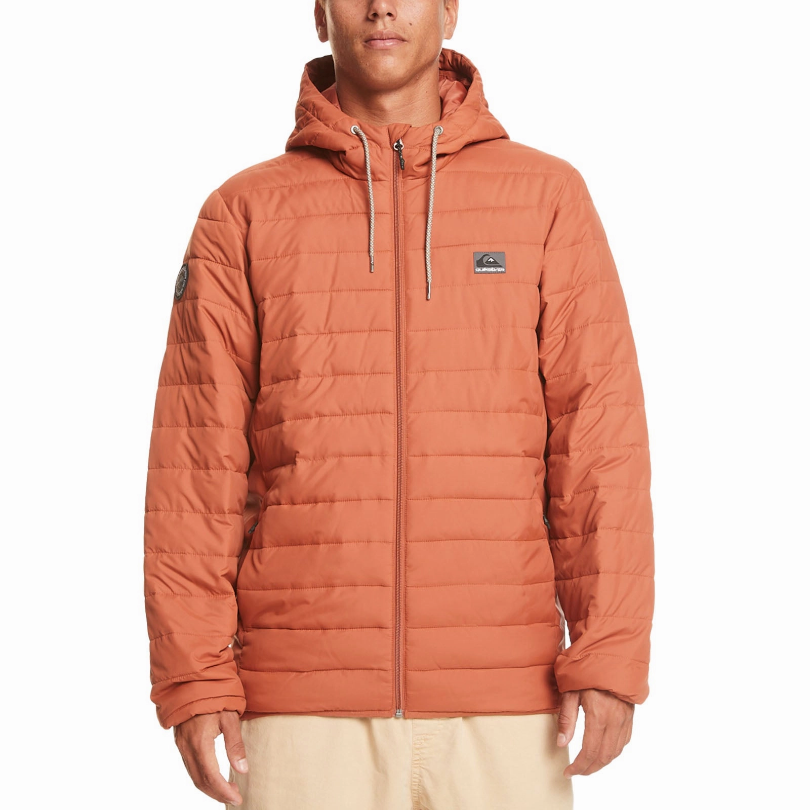Quiksilver Mens Scaley Hooded Puffer Jacket Glossy Finish
