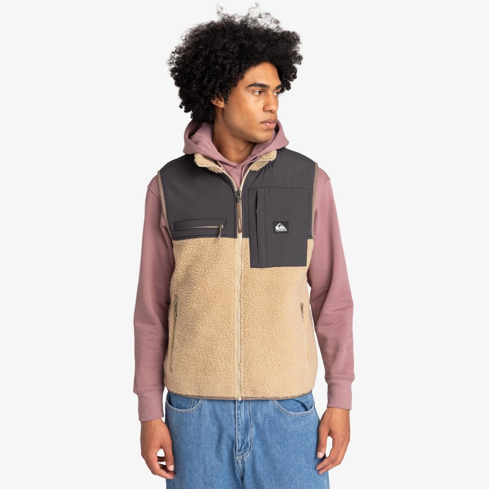 Reinforced Seam Durability Noise Reduced Fasteners Quiksilver Mens Shallow Water Sherpa Fleece Gilet