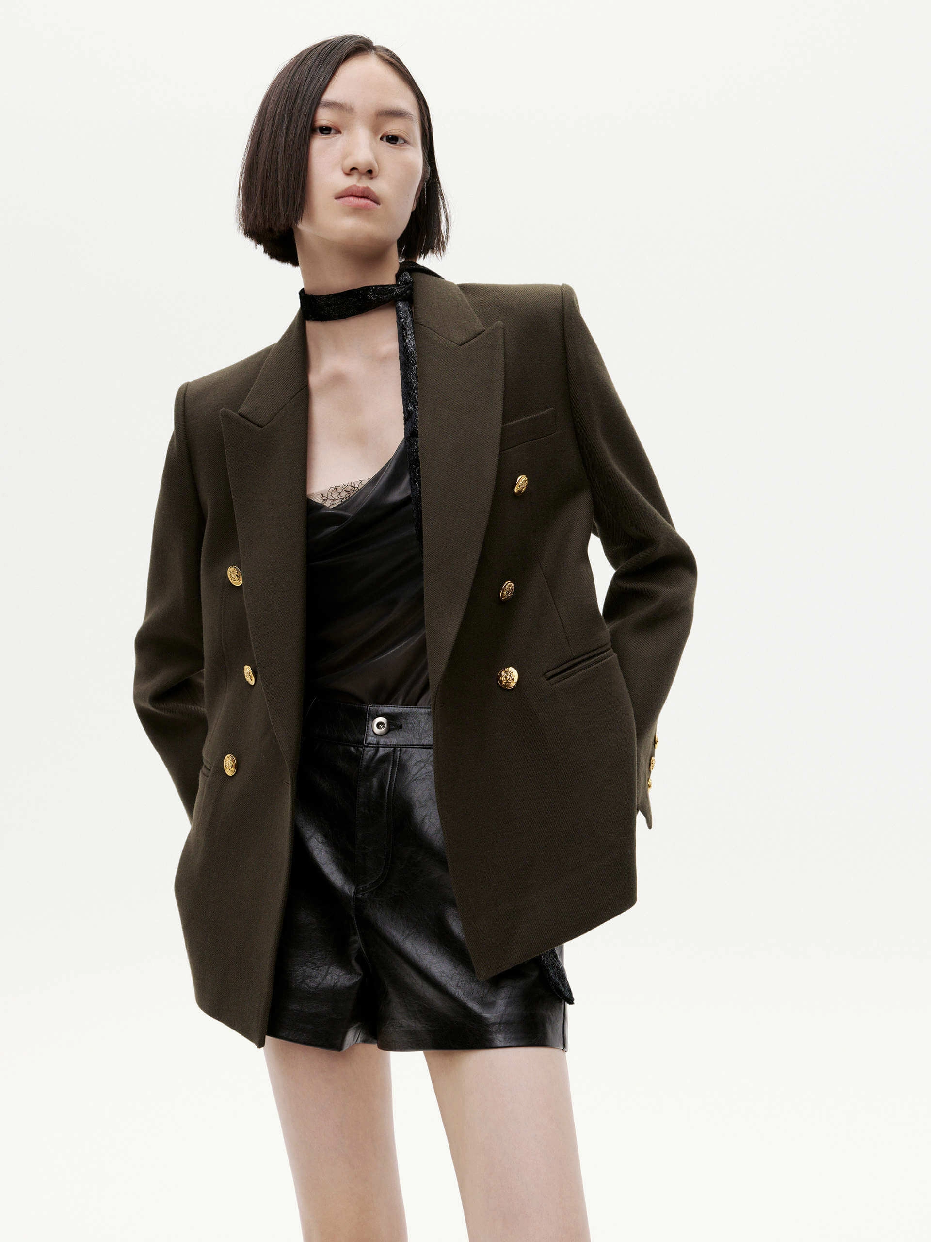 Wool Blend Tailored Blazer Windproof Inner Layer Ventilation Panels