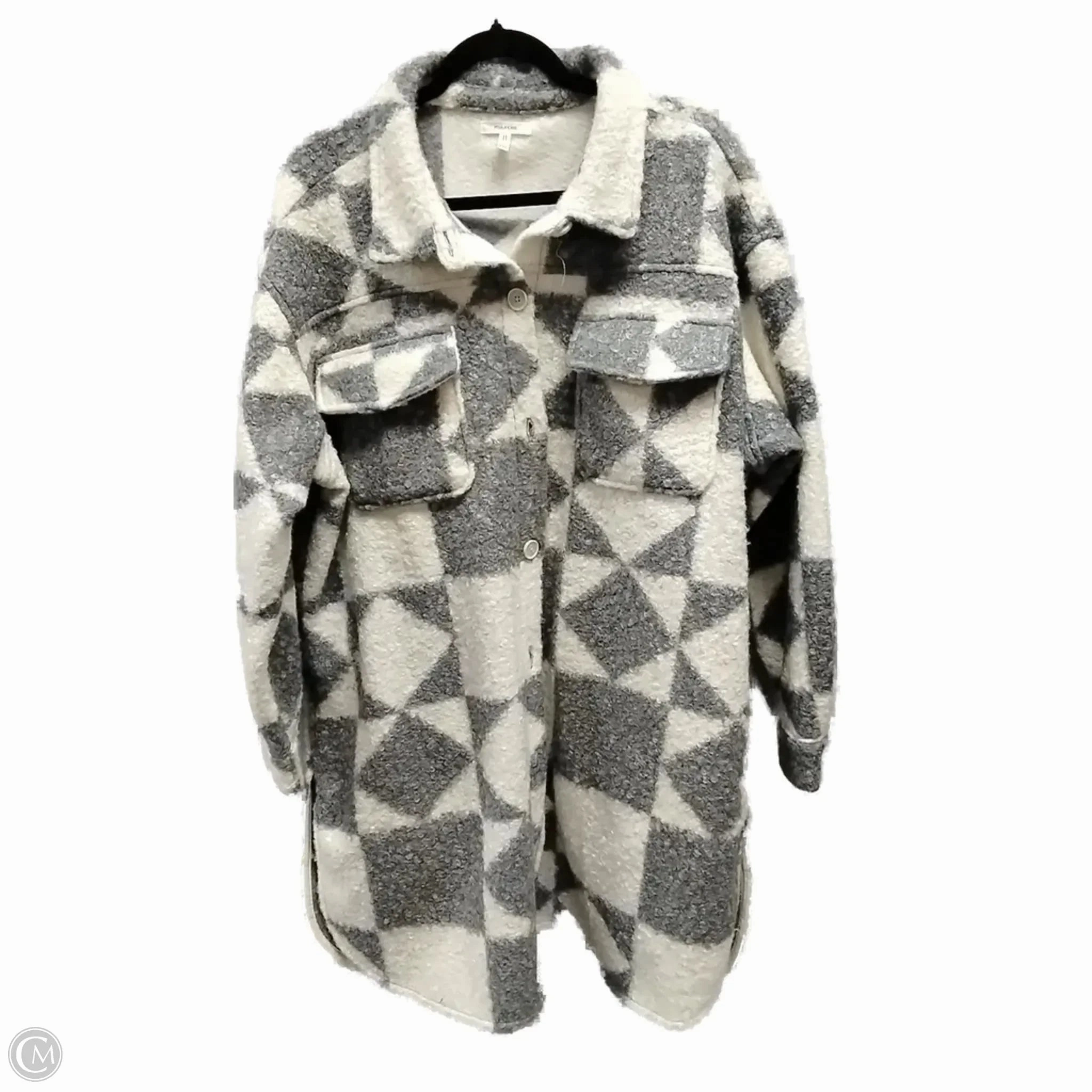 Modern Fit Warm Lining Coat Faux Fur & Sherpa By Angashion In Grey, Size: Xxl