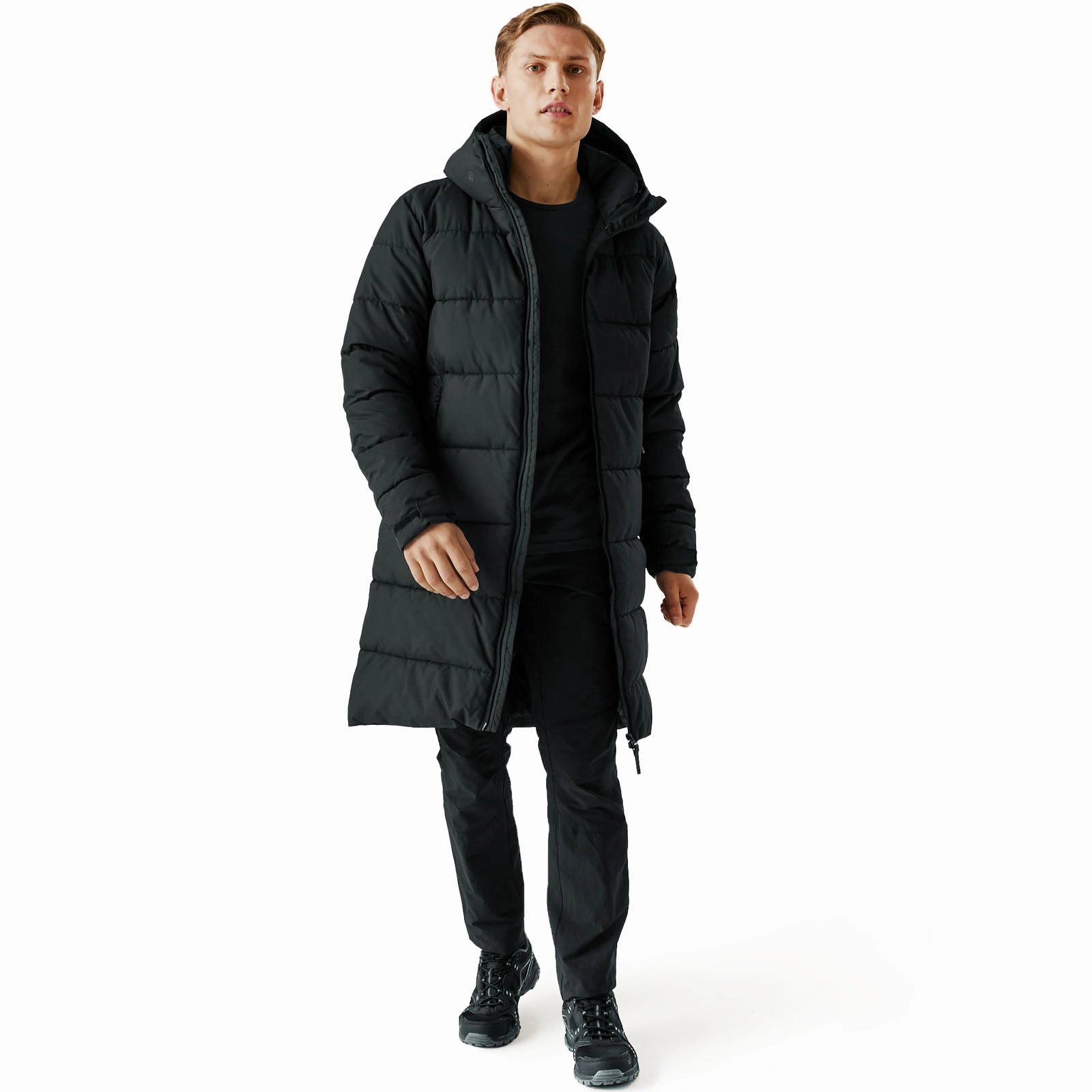 Regatta Mens Hallin II Hooded Quilted Padded Longline Jacket Everyday Fit Style Windproof Hood