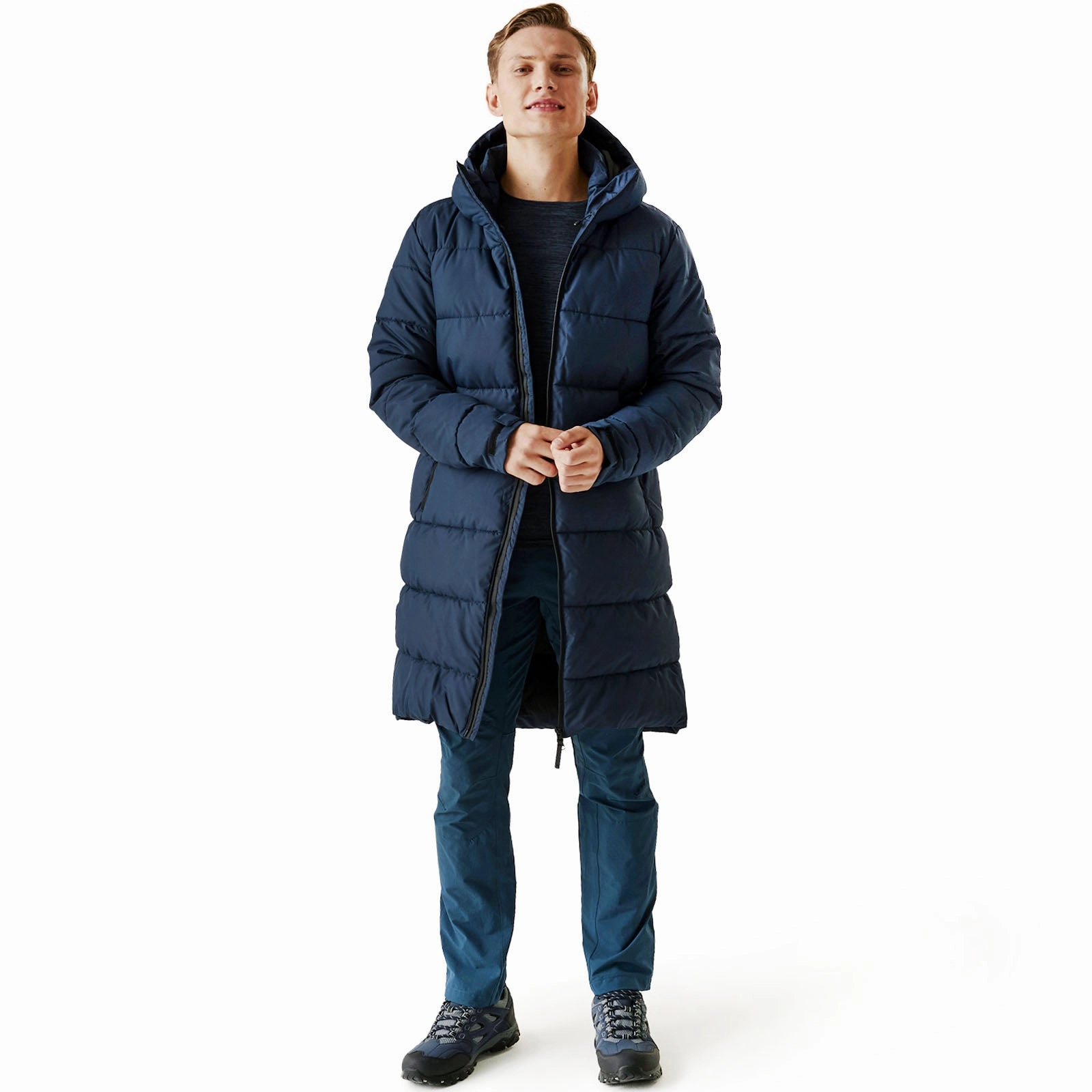 Elastic Binding Regatta Mens Hallin II Hooded Quilted Padded Longline Jacket
