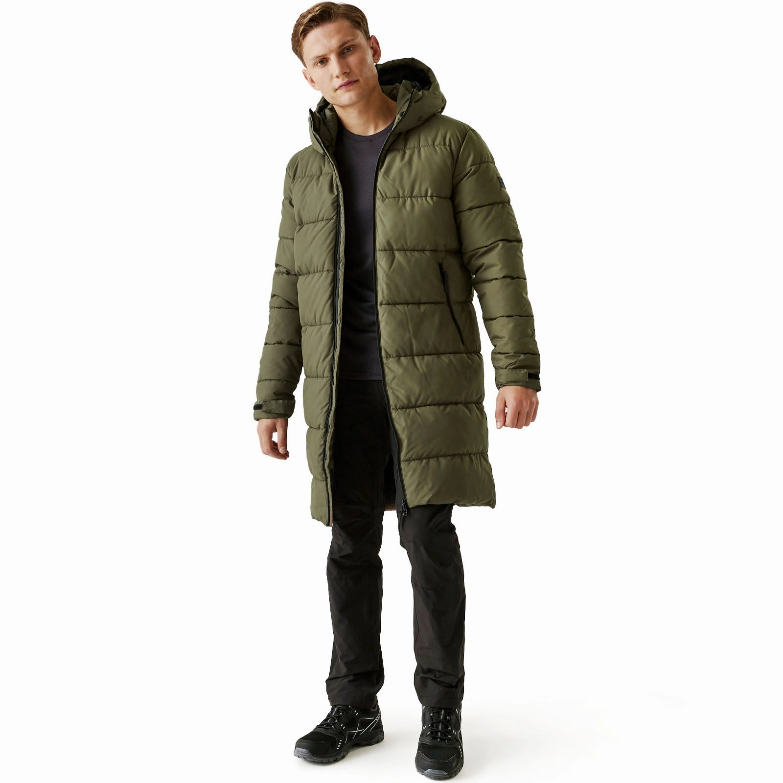 Elastic Cuff Adjustment Regatta Mens Hallin II Hooded Quilted Padded Longline Jacket