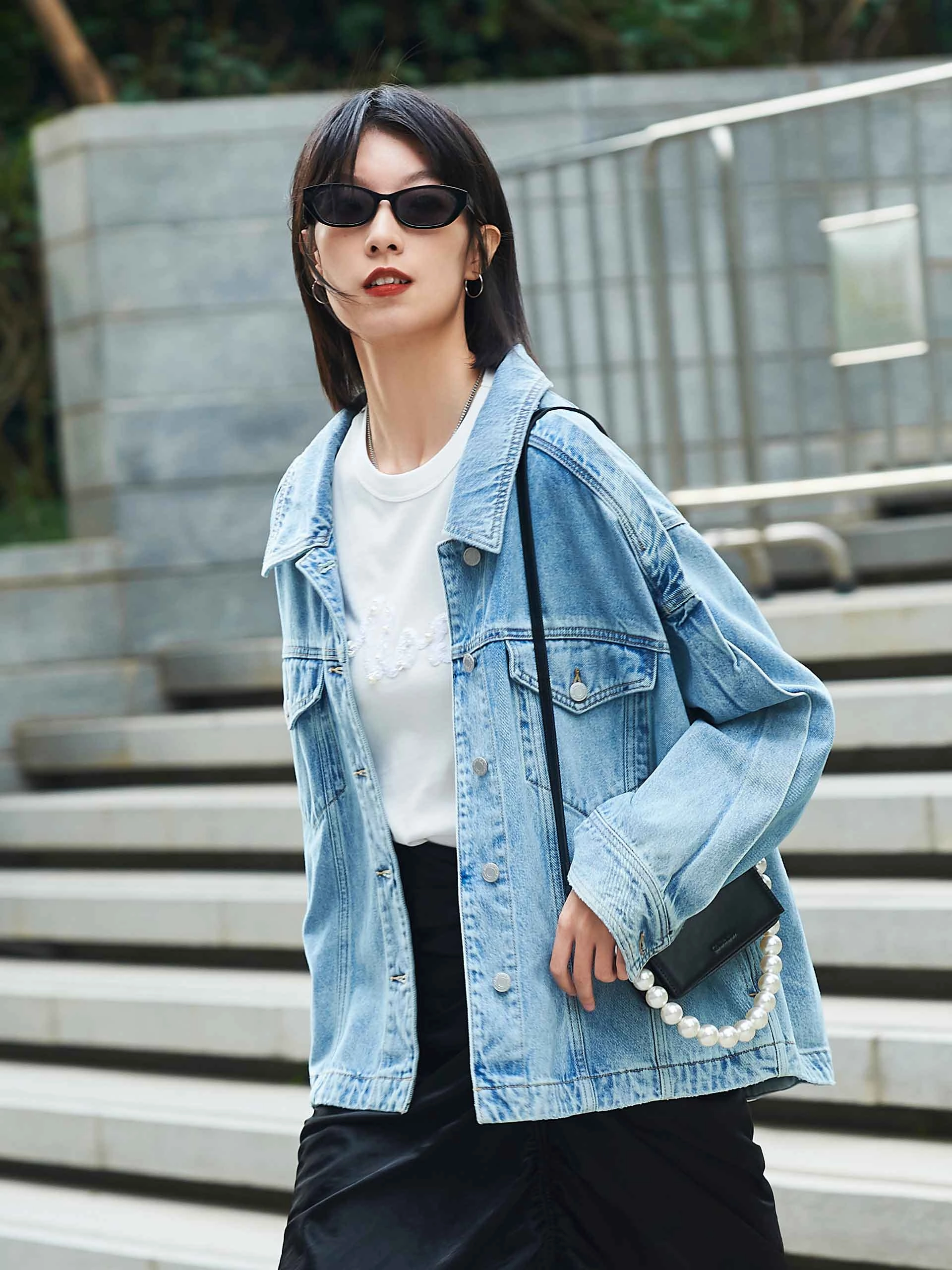 Oversized Denim Jacket Seamless Technology Soft Lined Interior