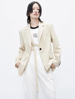 Reflective Trim Belt Detail Tailored Blazer