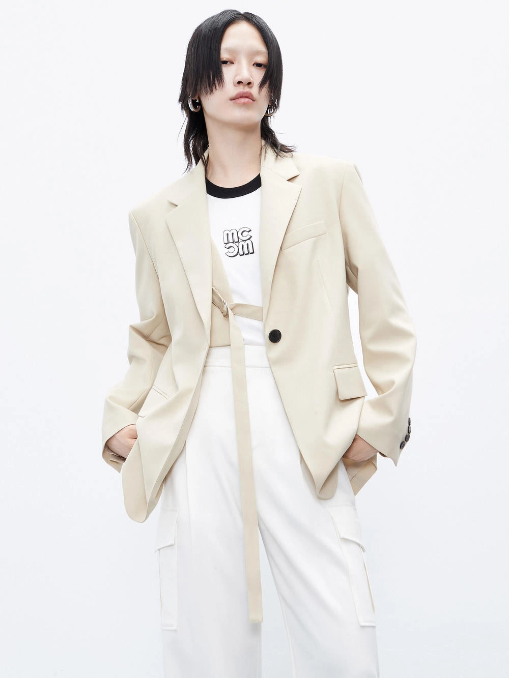 NonChafing Seam Placement Transitional Layer Belt Detail Tailored Blazer