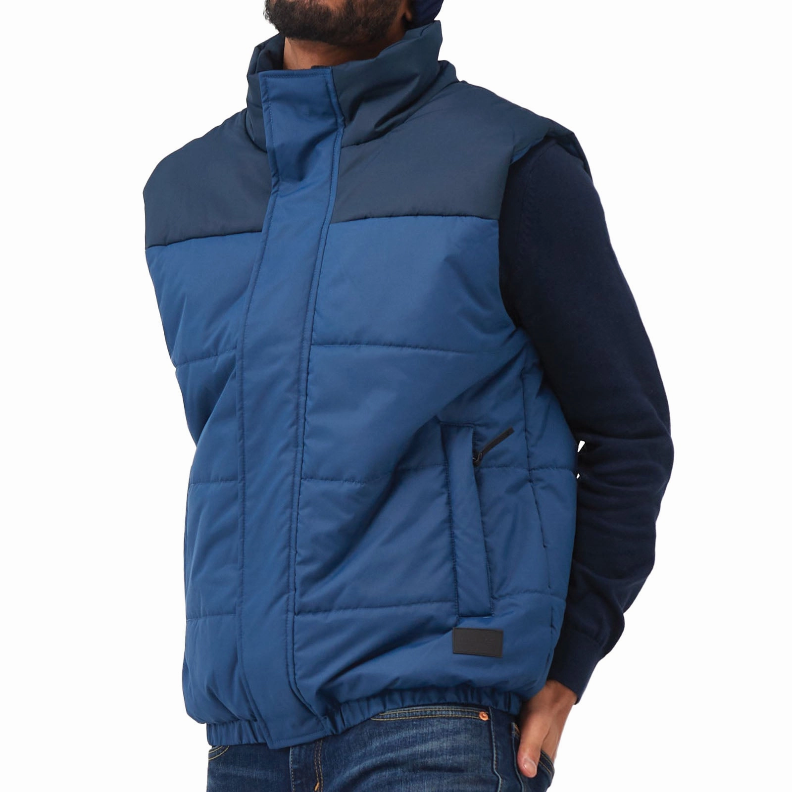 Regatta Mens Hawfinch Weatherproof Baffled Gilet - Navy Contoured Back Panel Low Profile Fastening