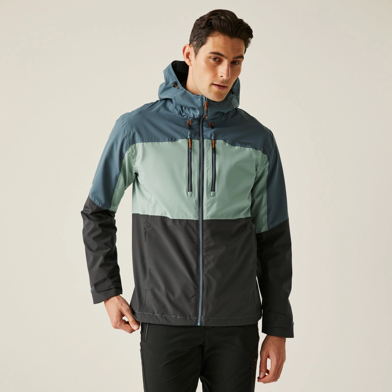 Regatta Mens Maland II Hooded Waterproof Jacket Noise Reducing Hardware LaserCut Vents