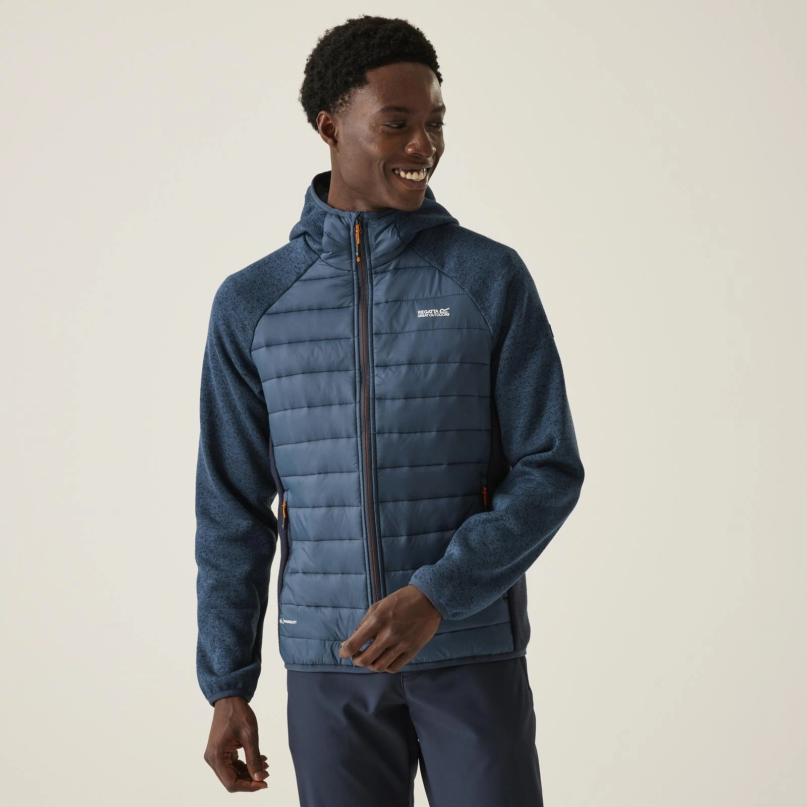 Layered Cuff System Regatta Mens Newhill Hybrid Hooded Walking Padded Jacket