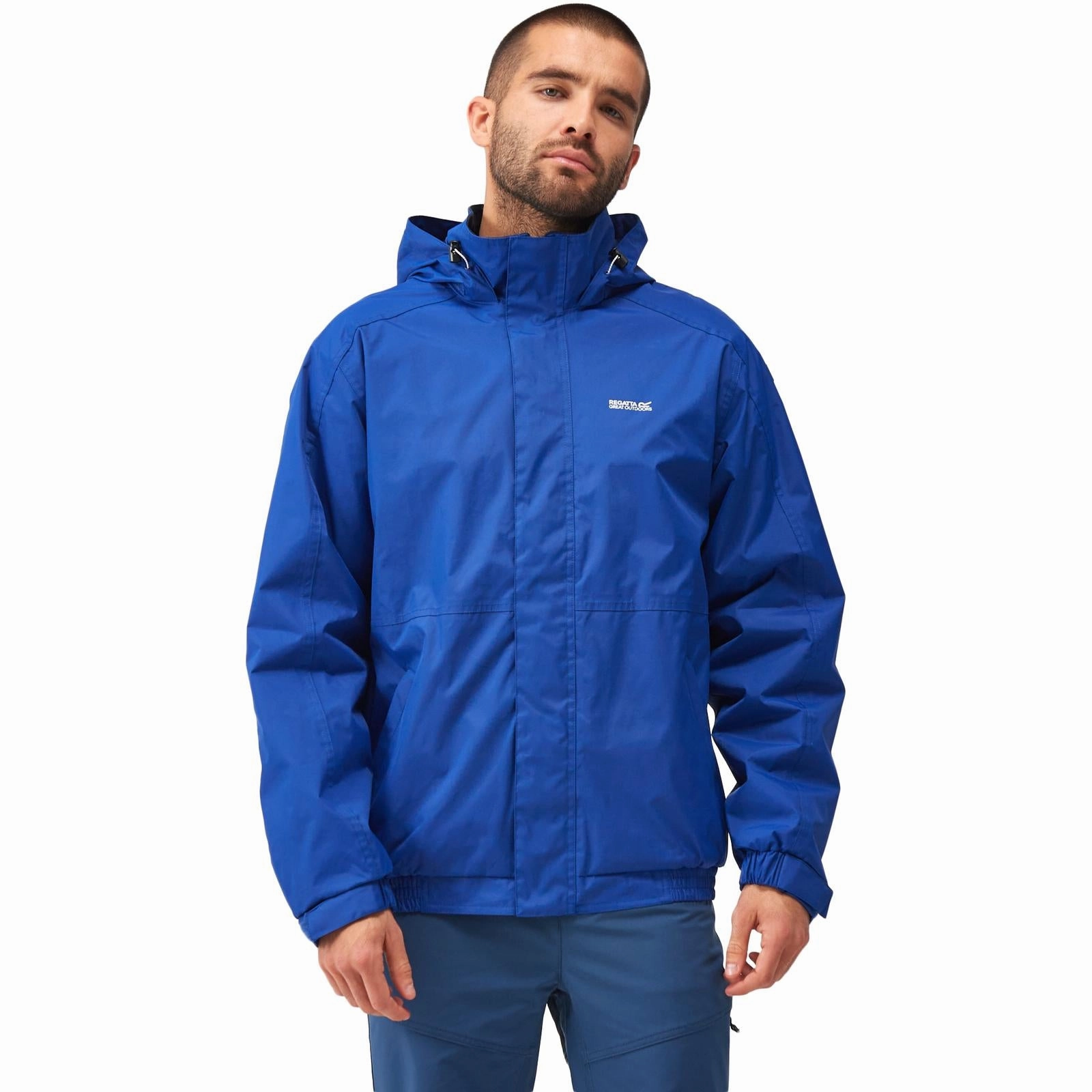 Regatta Mens Niviston Hooded Waterproof Walking Jacket - Navy Snag Free Surface Mid Length Cut