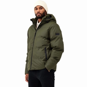 Regatta Mens Saltern Quilted Hooded Water Repellent Jacket - Dark Khaki Wind Blocking Fabric Taped Neckline