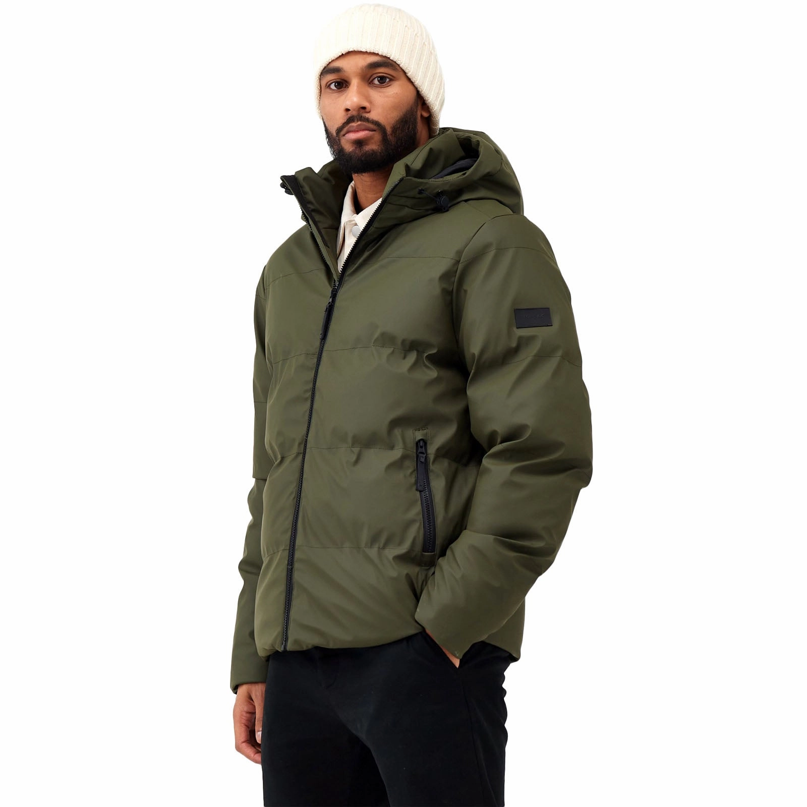 Regatta Mens Saltern Quilted Hooded Water Repellent Jacket - Dark Khaki Moisture wicking