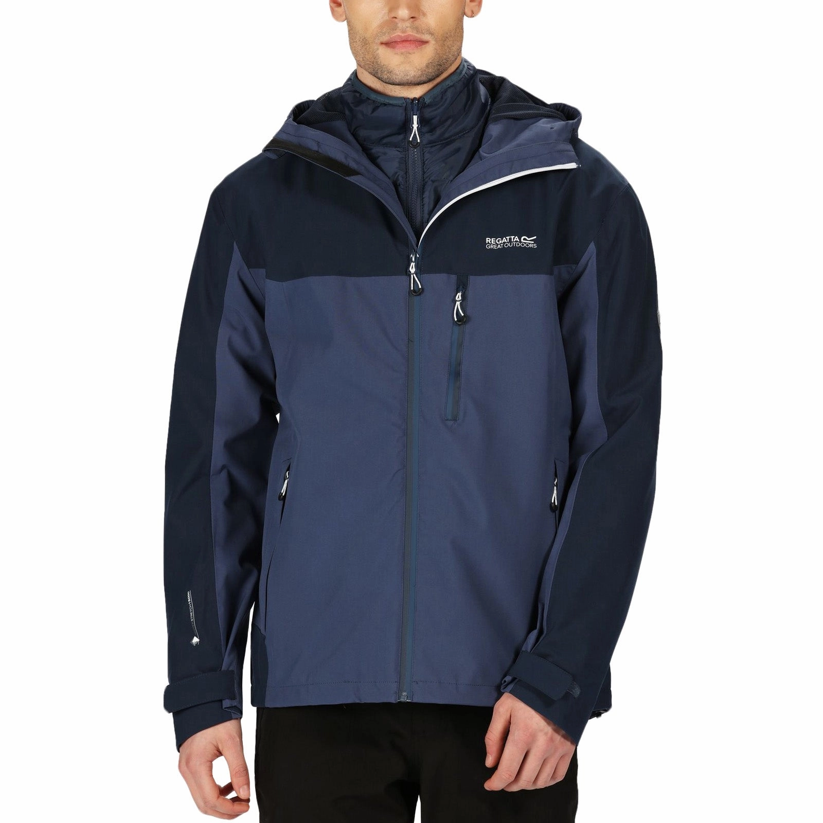 Regatta Mens Wentwood V 3 In 1 Waterproof Jacket - Nightfall Ergonomic Seams Ultraviolet Protection