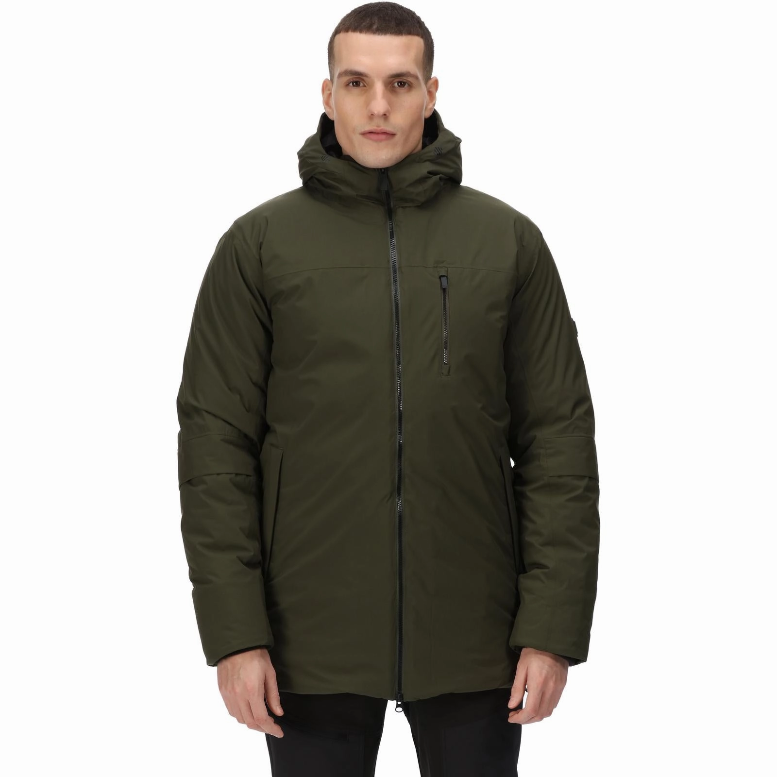 Adjustable Drawstring Waist Regatta Mens Yewbank II Hooded Waterproof Park Jacket - Crocodile