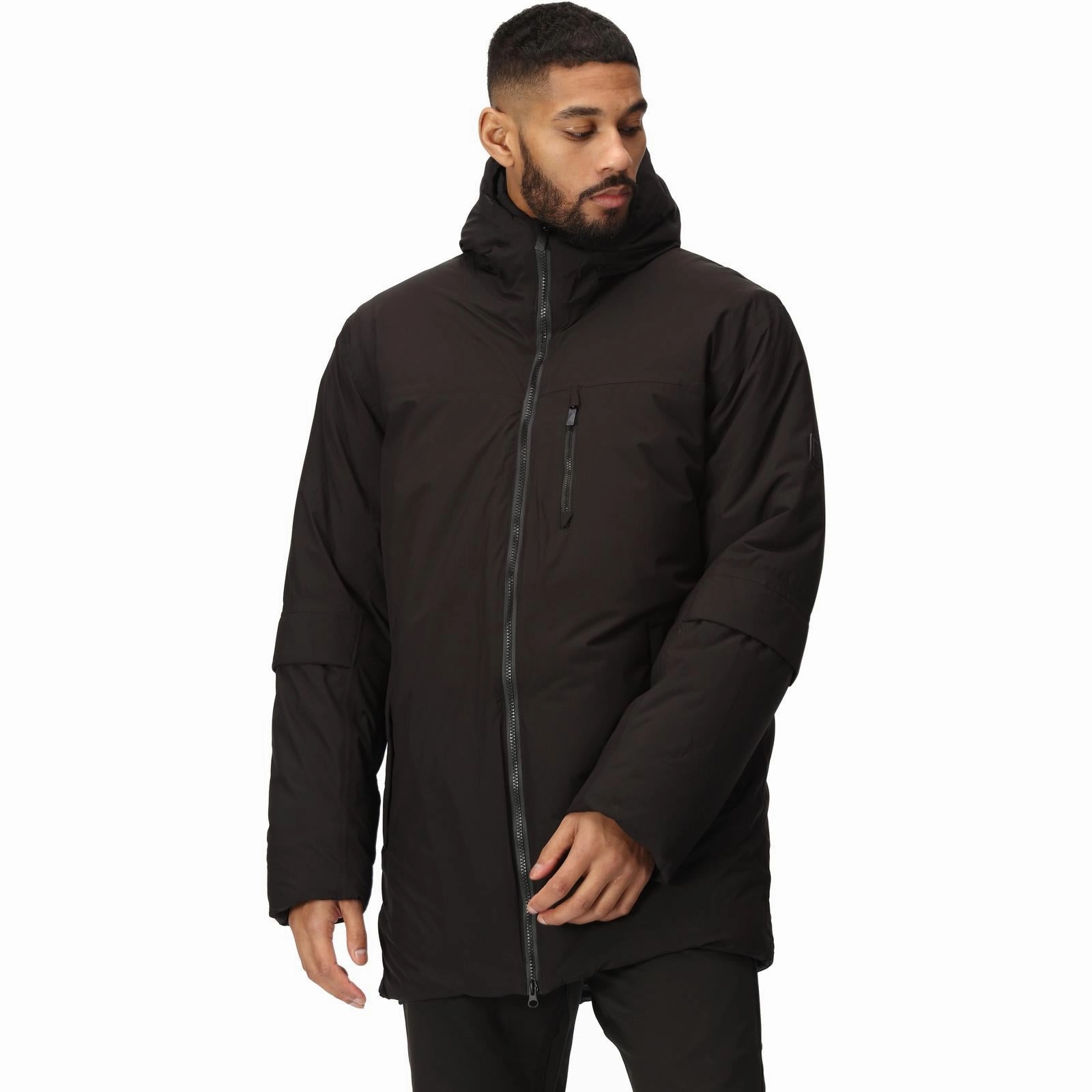 Mold Resistant Coating Nylon Shell Construction Regatta Mens Yewbank II Hooded Waterproof Park Jacket - Crocodile