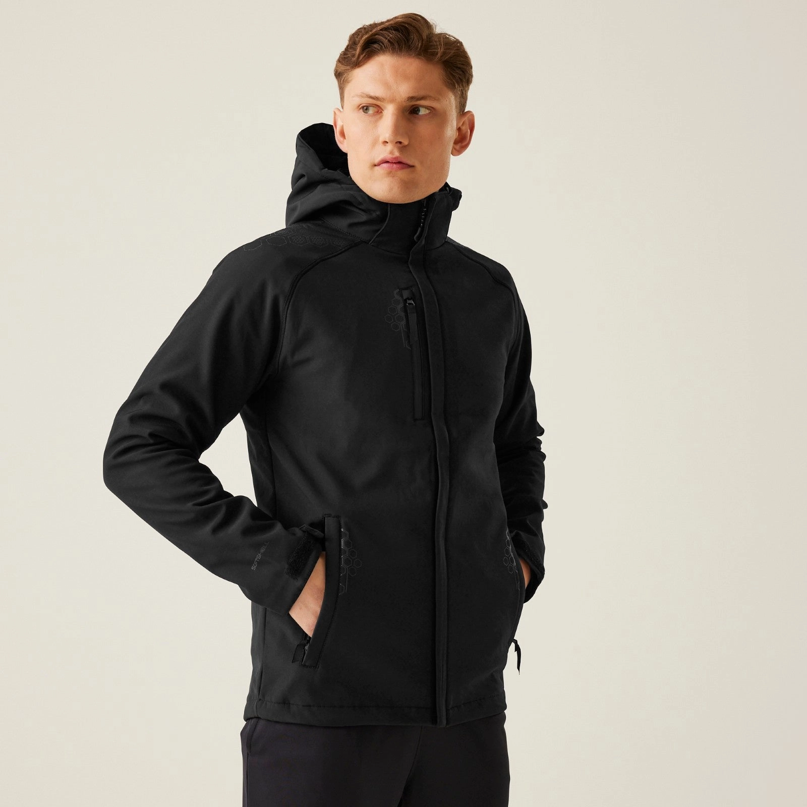 Regatta Professional Mens Repeller Linded Hooded Softshell Jacket MultiPocket Configuration