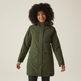 Regatta Womens Sabinka II Fur Trim Hood Waterproof Parka Jacket Sleek Layer Fit VentilatedBackPanel