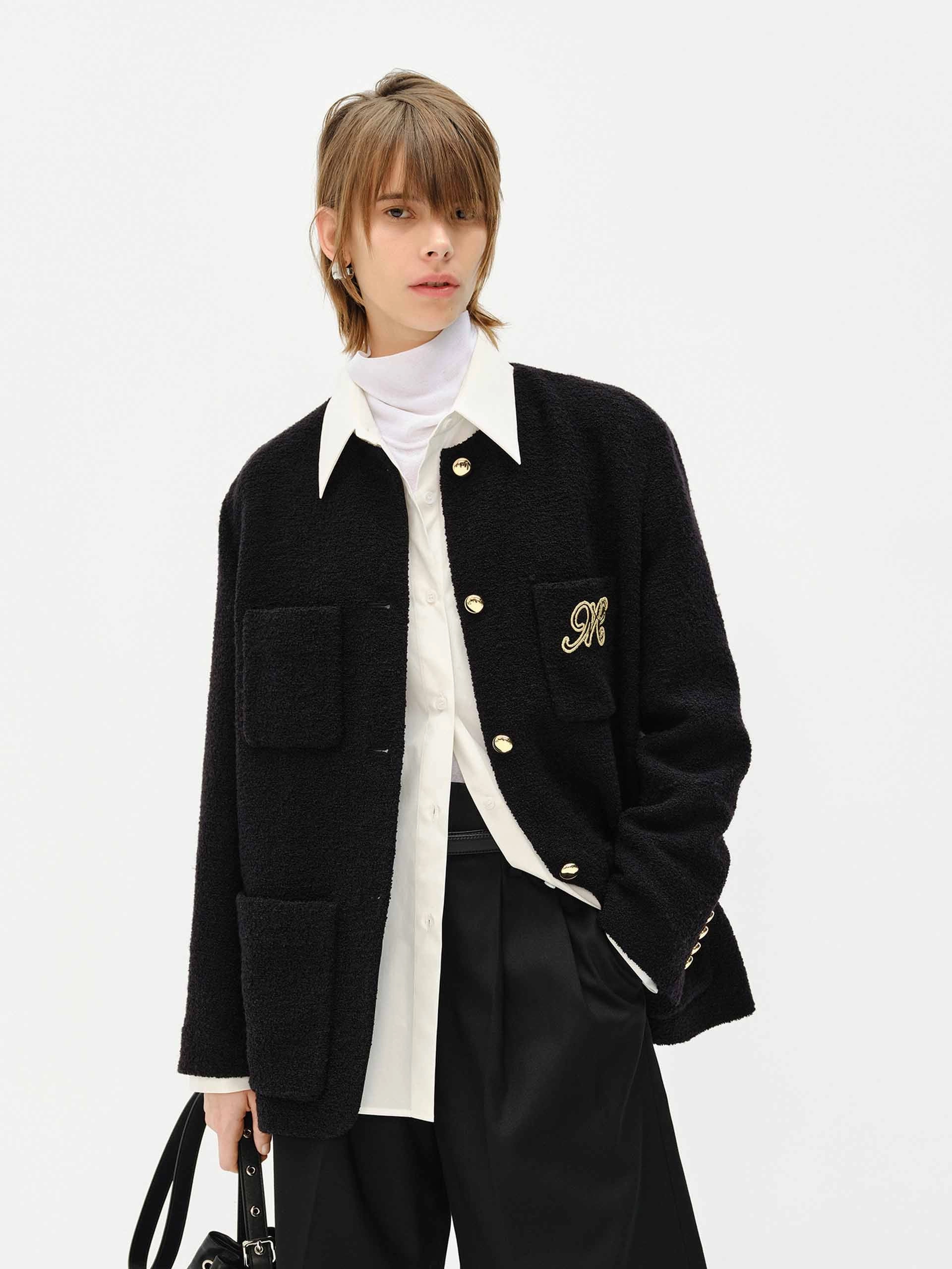 Regular Collarless Coat AdjustableDrawstring Flexible Side Gussets