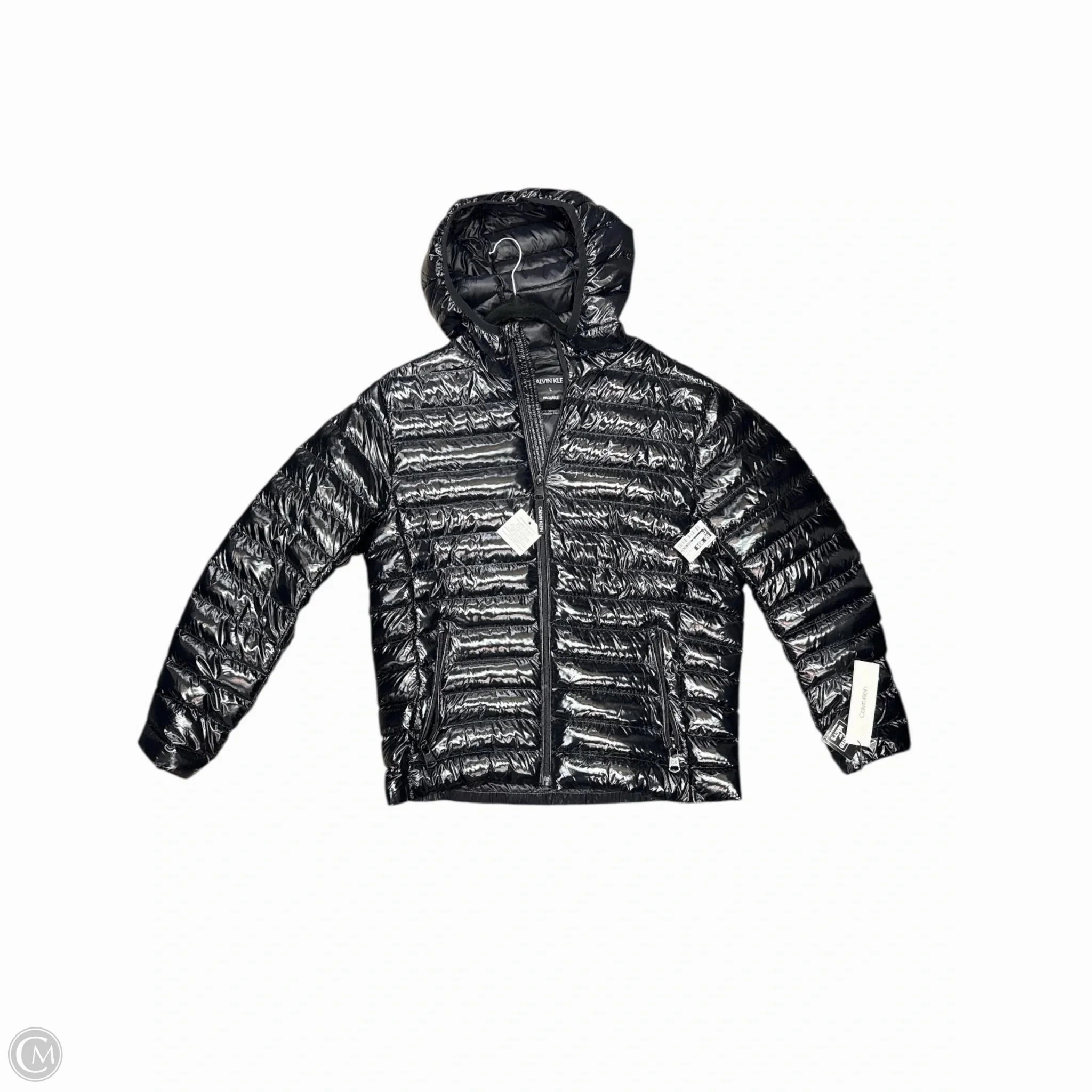Abrasion resistant Moisture Wicking Layer Coat Puffer & Quilted By Calvin Klein In Black, Size: L