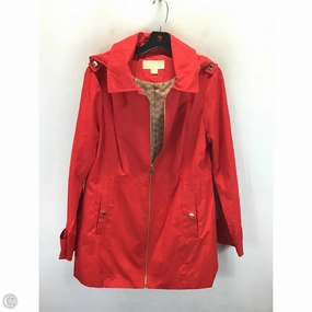 Snap Closures Coat Raincoat By Michael By Michael Kors In Red, Size: L