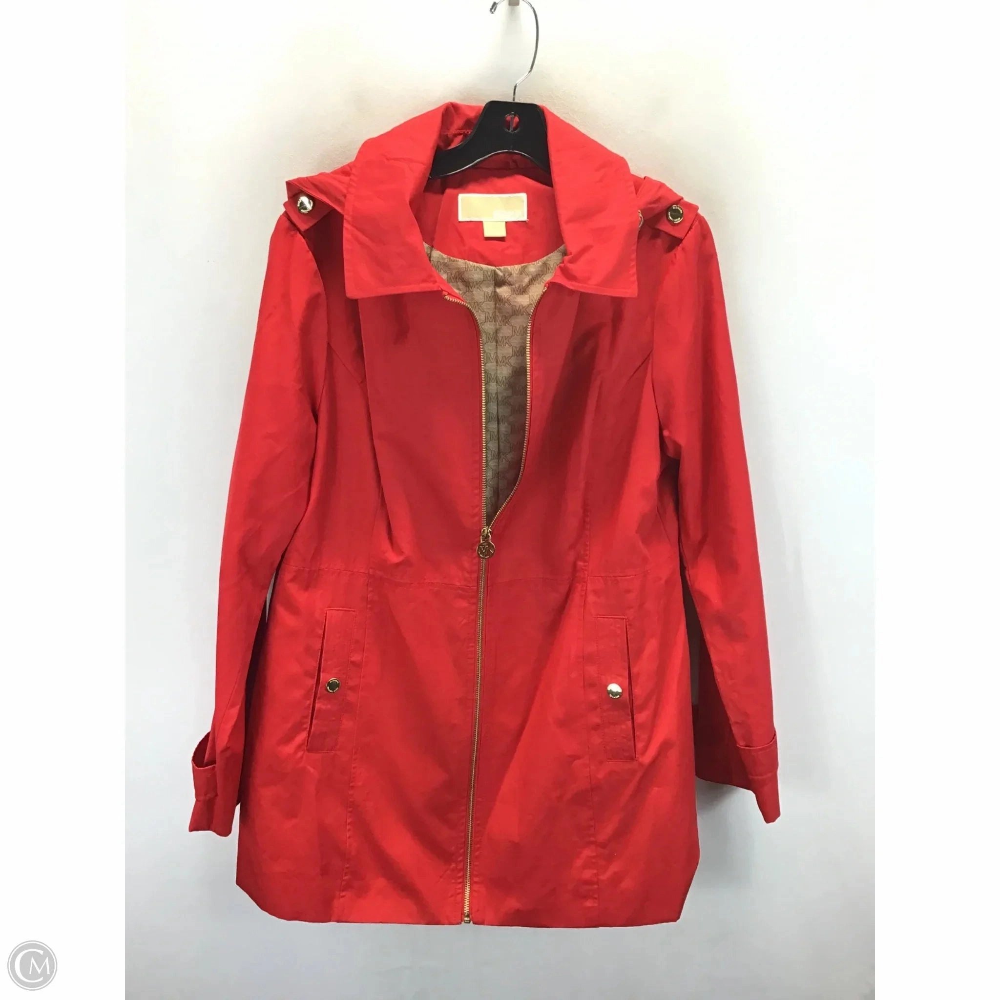 Snap Closures Coat Raincoat By Michael By Michael Kors In Red, Size: L