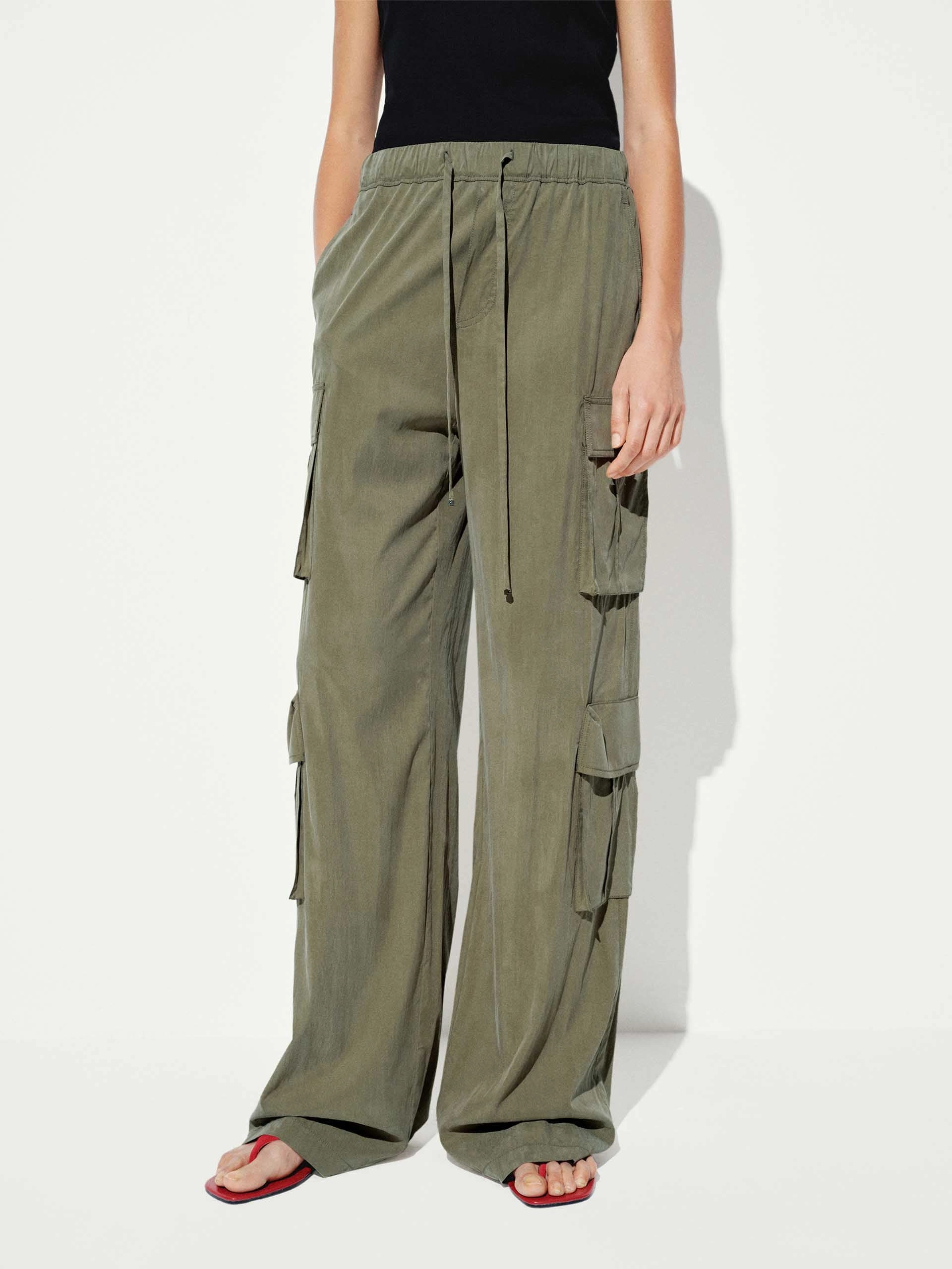 Relaxed Cargo Straight Pants Detachable belt RecycledMaterial
