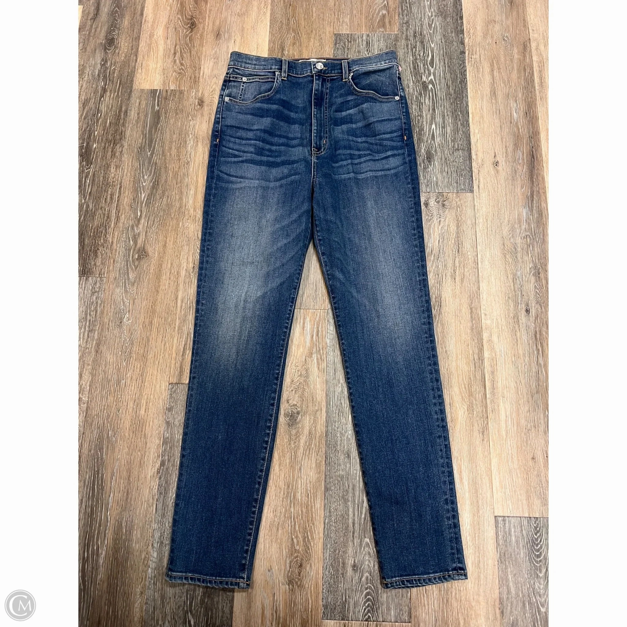 Work Meeting Beach Day Professional Wear Premium Winter Warmth Jeans Straight Designer By SLVRLAKE In Blue Denim, Size: 12/31