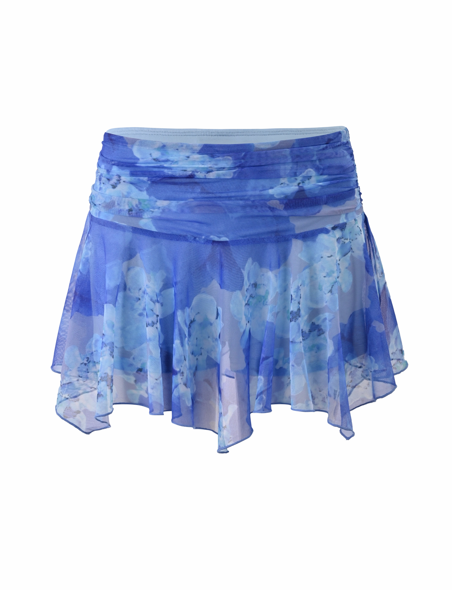 Balloon-Sleeve DEVYN MINI SKORT - BLUE MACRO FLORAL