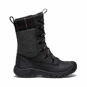 Grippy Outsole Cold Climate Women's Greta Tall Waterproof Boot  |  Black/Black Plaid