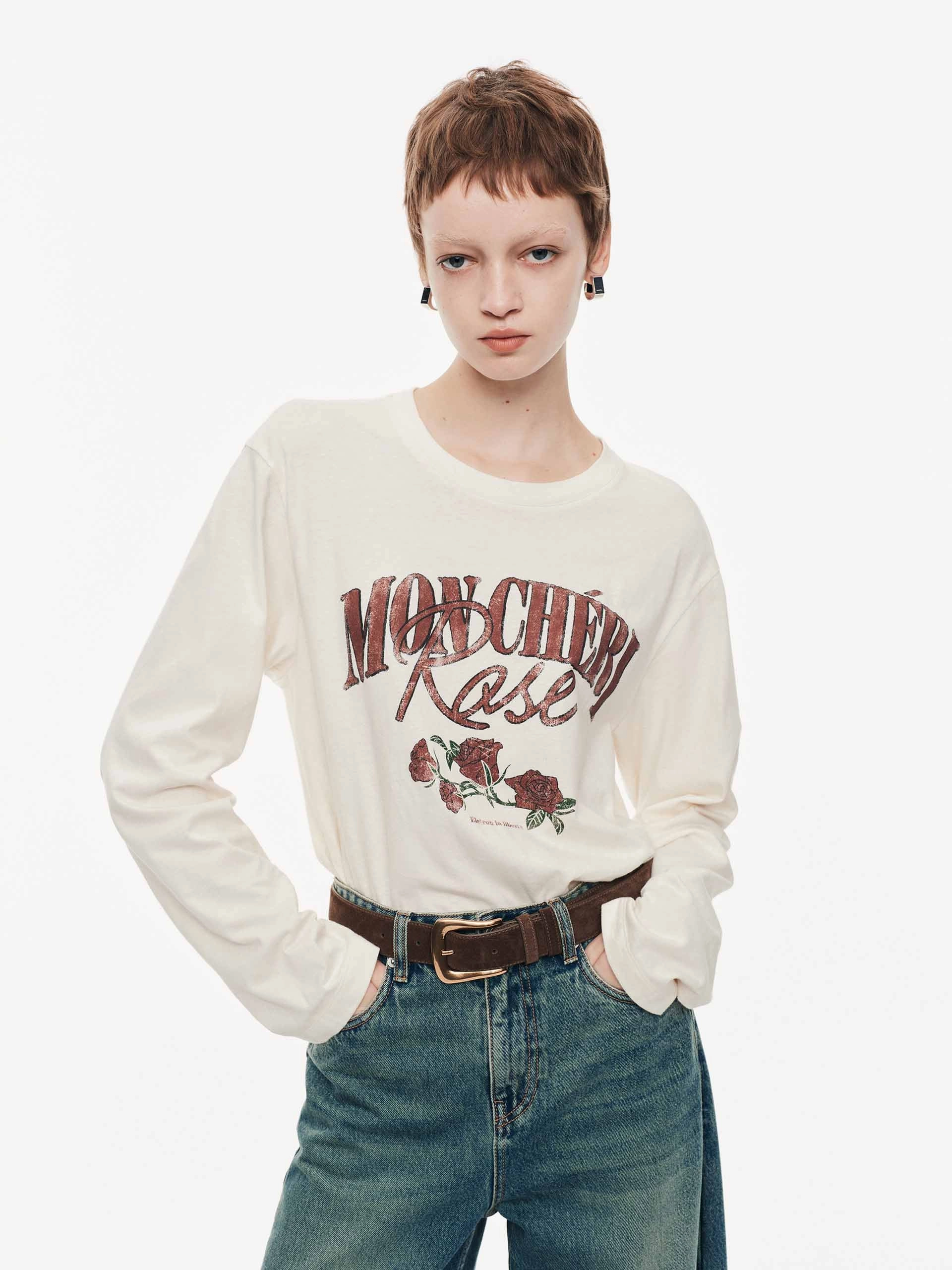 Comfy Essentials Wear Functional Fashion ROSE Printed Cotton T-shirt