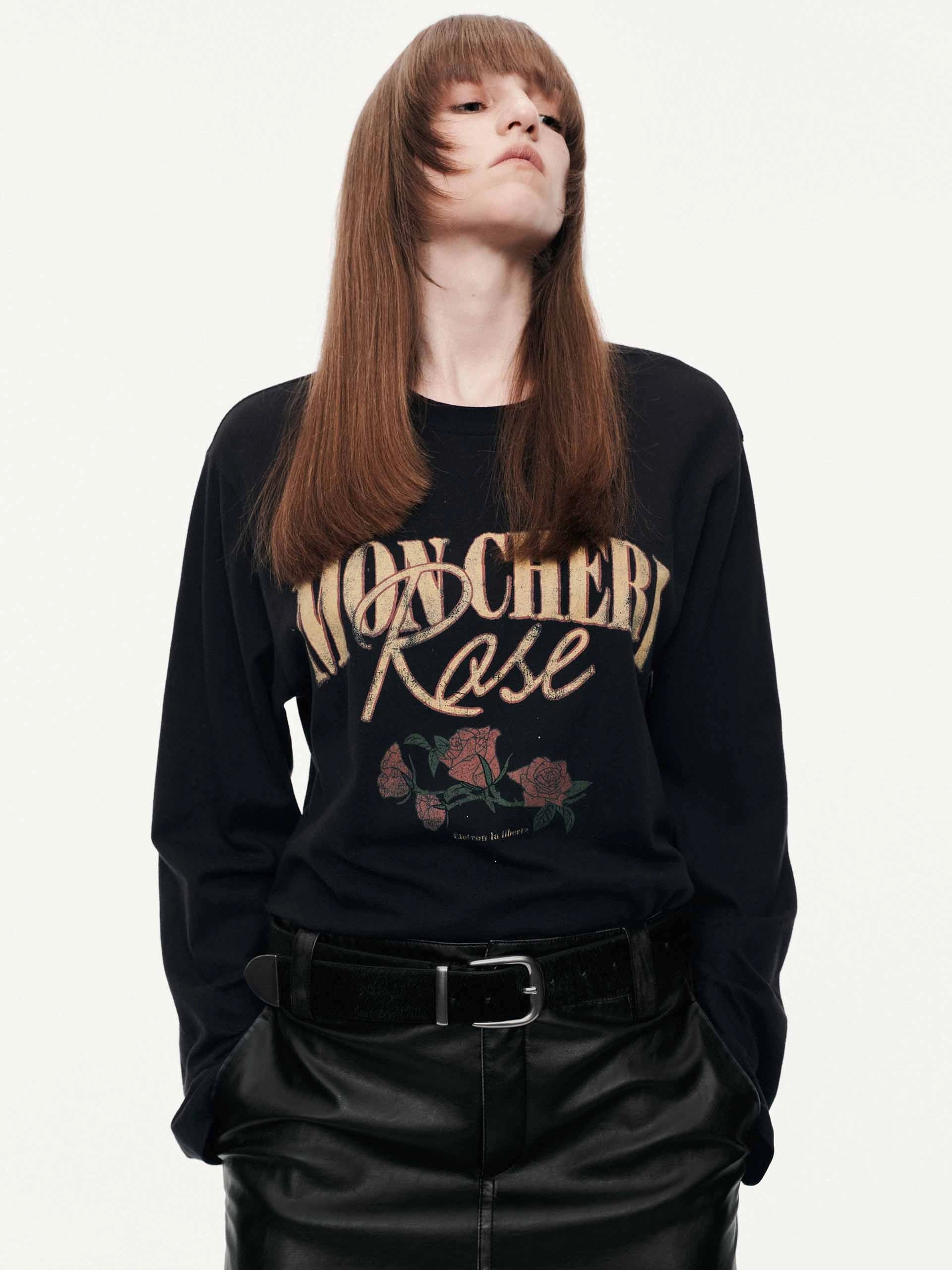 ROSE Printed Cotton T-shirt Daily Casual