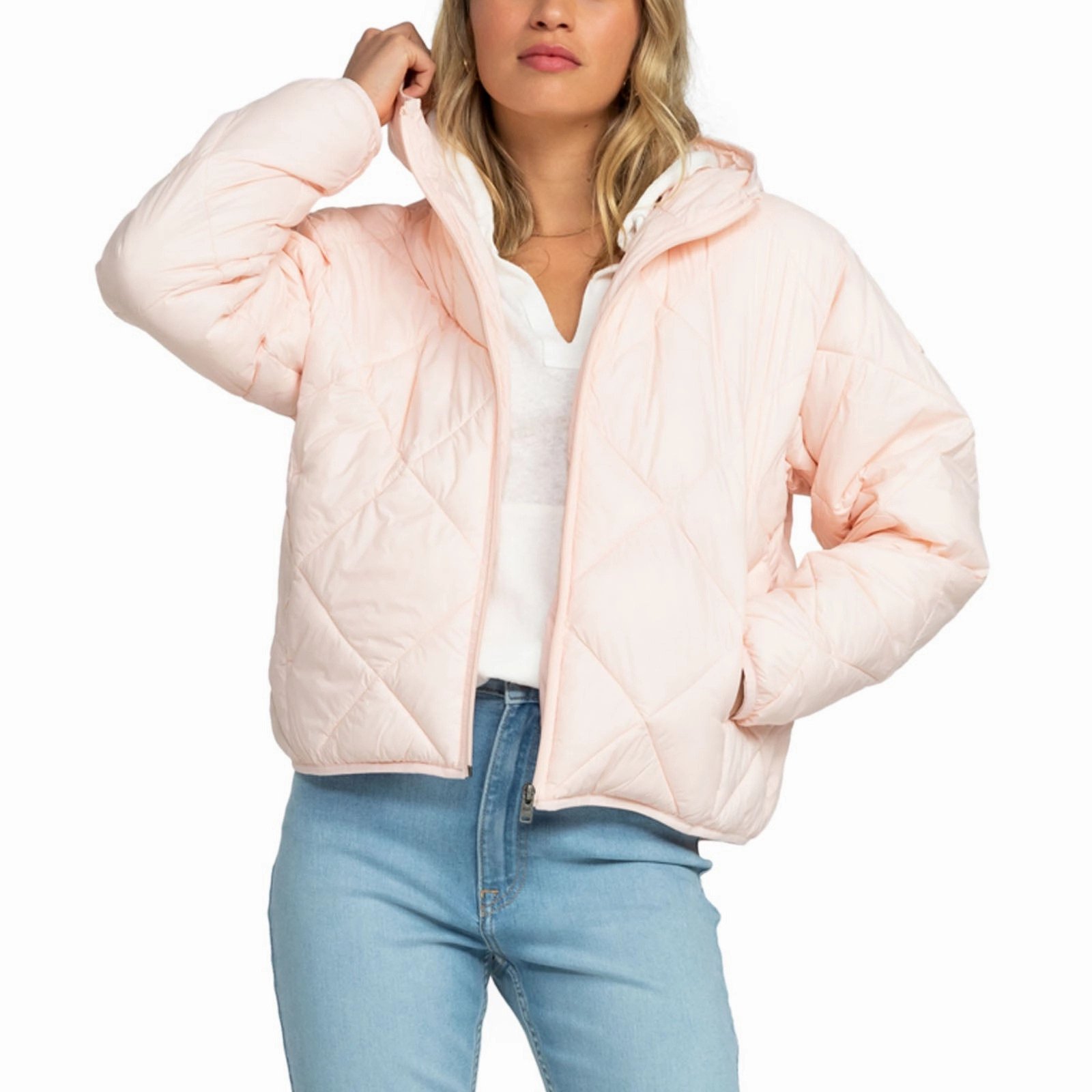 Roxy Womens Wind Swept Hooded Packable Padded Jacket NonIrritatingSeams