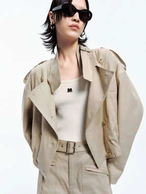 Simple Chill Piece Frictionless Lining Wide Collar Cropped Jacket
