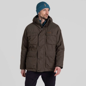Craghoppers Mens Hamps National Trust Waterproof Winter Jacket Mark Style Green Material