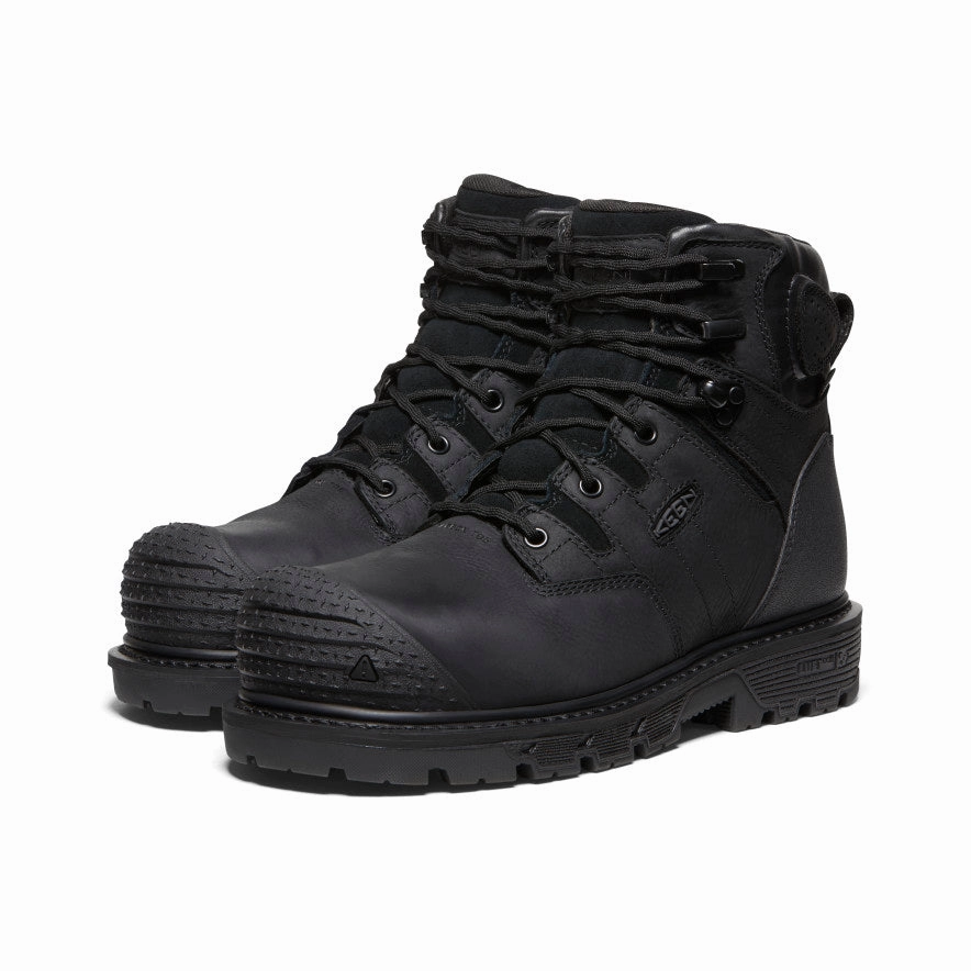 Non Compression Fit Shock Absorbing Outdoor Trek Men's Camden 6" Waterproof Boot (Carbon Toe)  |  Black/Black