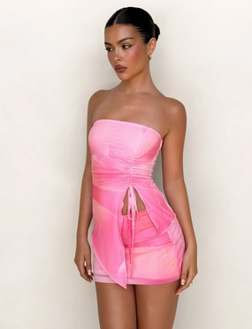 SARIAH TOP - PINK : MACRO FLORAL : PINK BLOSSOM Light Mood