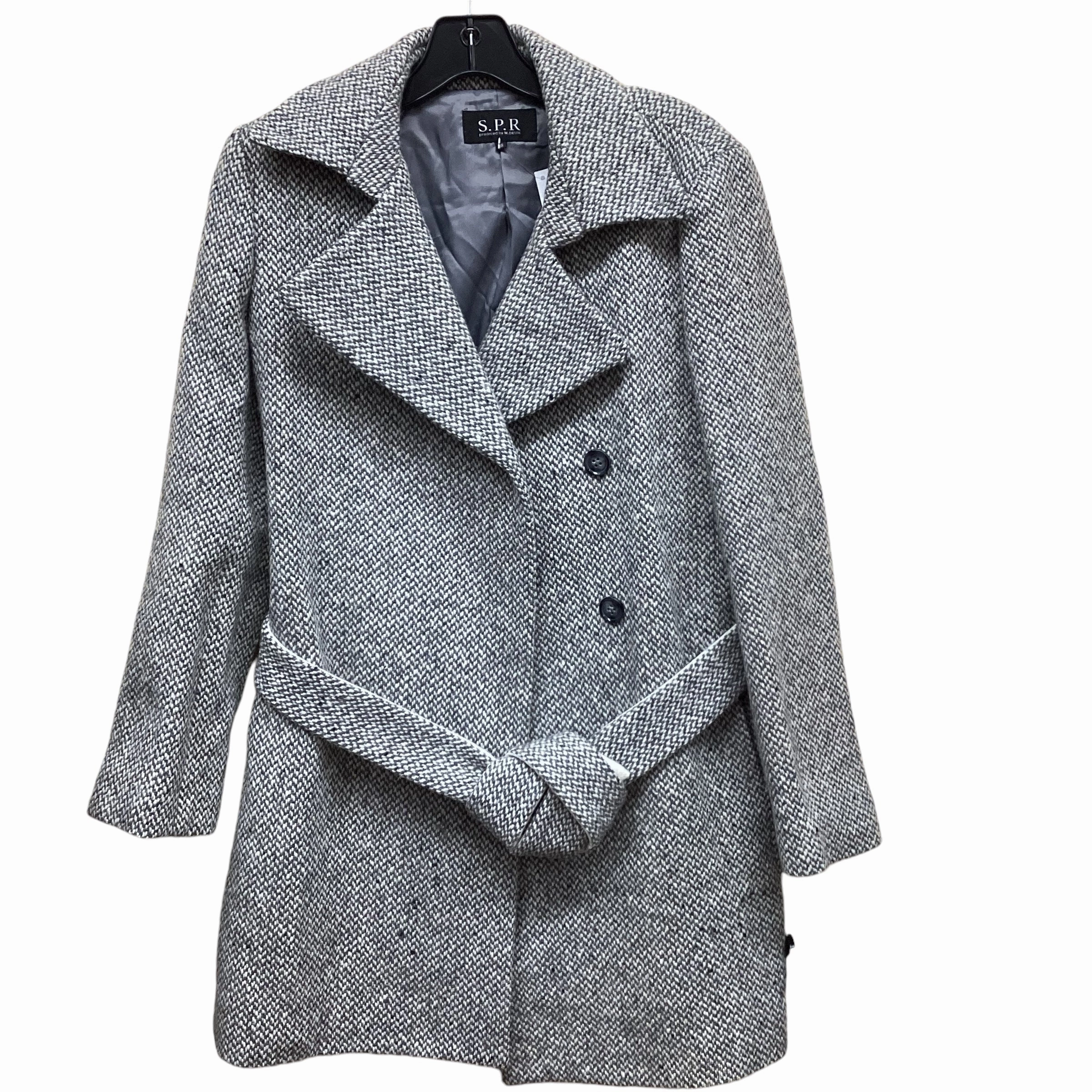 Camo Print Coat Peacoat By Clothes Mentor In Grey & White, Size: S
