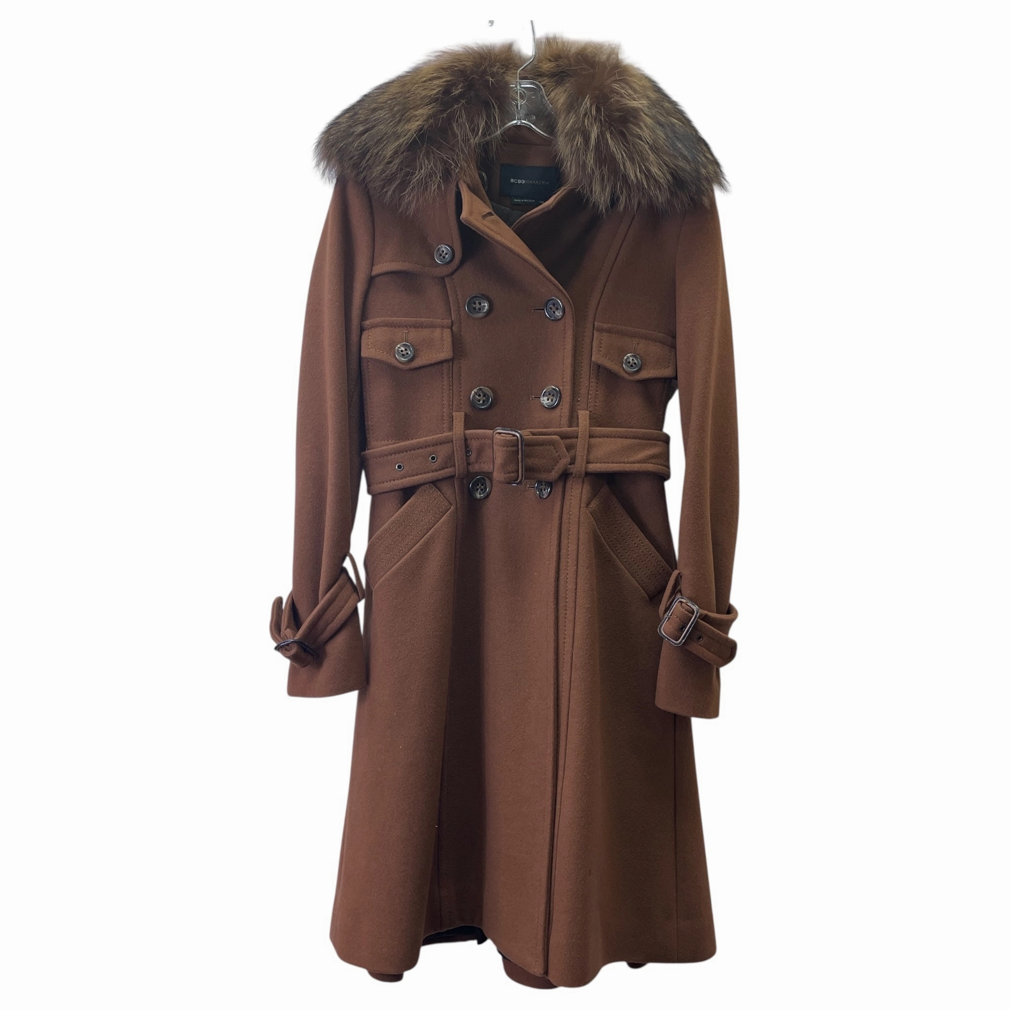 Coat Wool By Bcbgmaxazria In Tan, Size:Xxs HypoallergenicMaterial All Purpose Outerwear