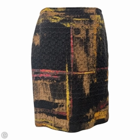 No Ride Up Brush Stroke Tweed Wool Blend Skirt Designer By Lafayette 148 In Black & Gold, Size: 6
