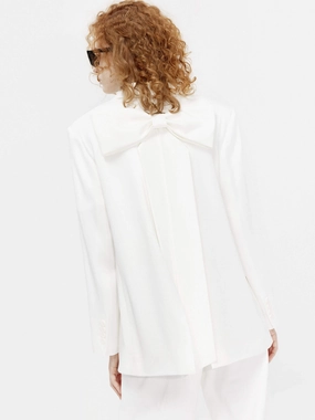 AntiStaticLayer Modern Utility Bowknot Details Structured Blazer