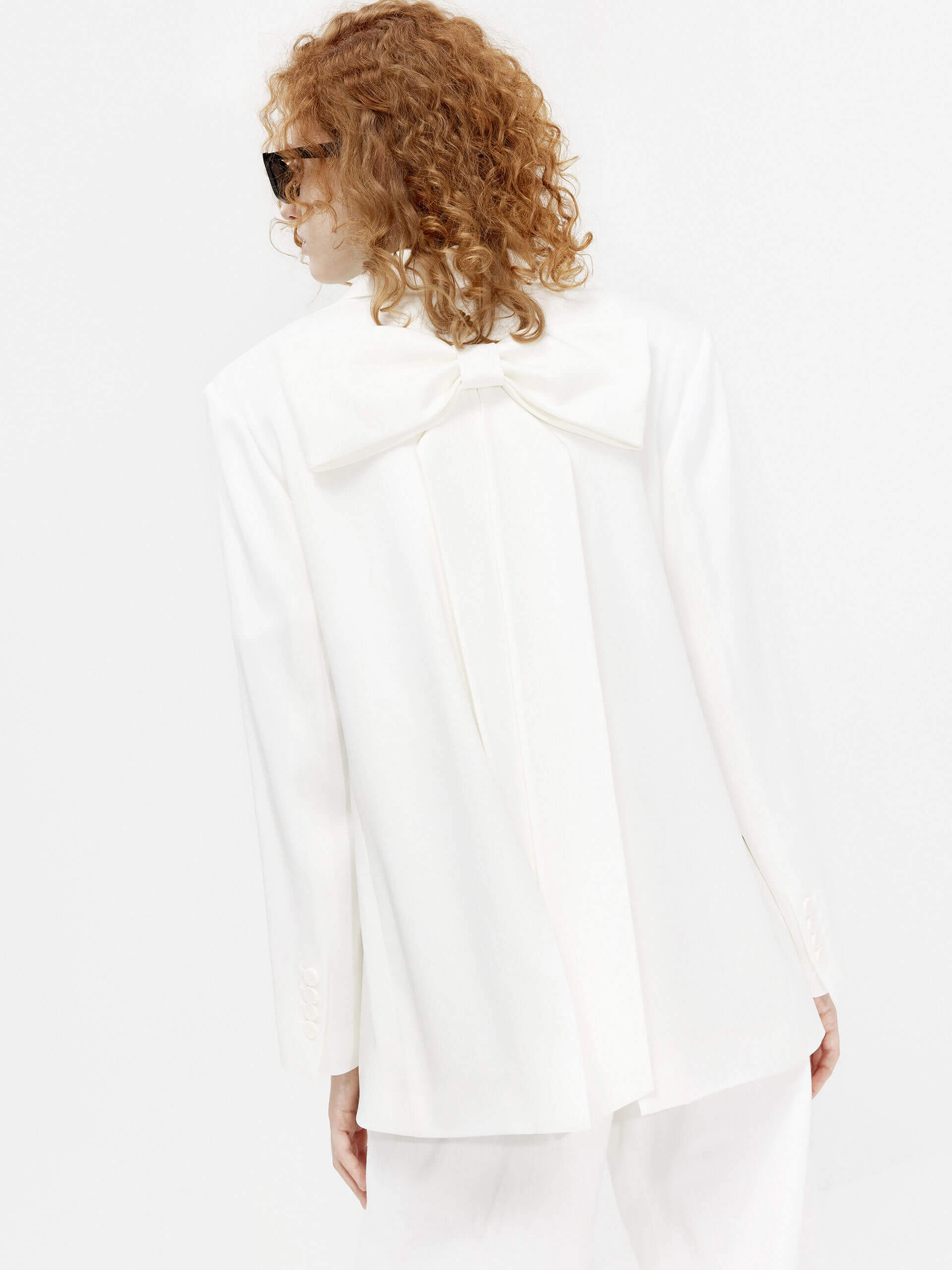 Bonded Hemline Functional Layer Piece Bowknot Details Structured Blazer