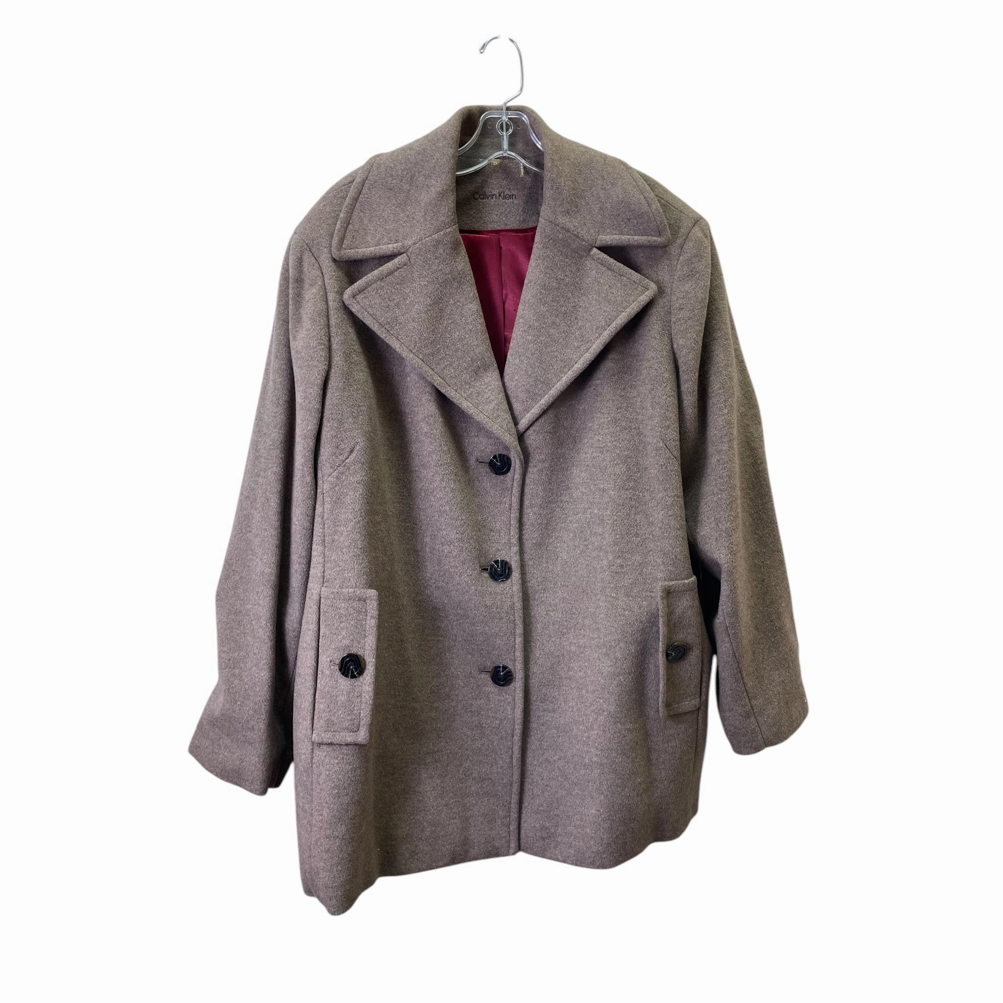 Flexible Insulation Double Breasted COAT WOOL by CALVIN KLEIN In BROWN, Size: 2X