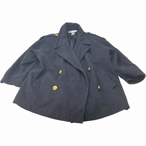 Plaid Design Coat Peacoat By Limited In Navy, Size: S