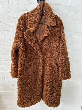 Coat Faux Fur & Sherpa By Lucky Brand In Brown, Size: L Breathable Mesh Panels Mild Weather Layer