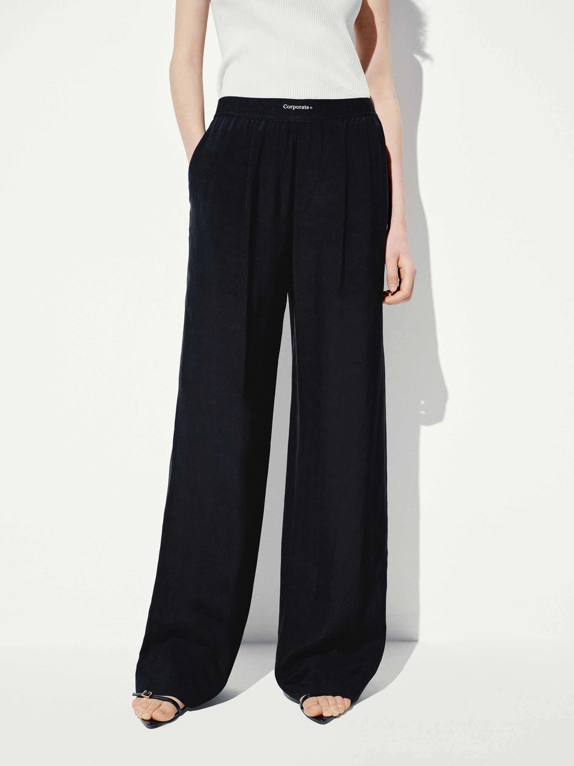 Side Pockets Straight Trousers Sporty Stretch Fit Basic Stretch