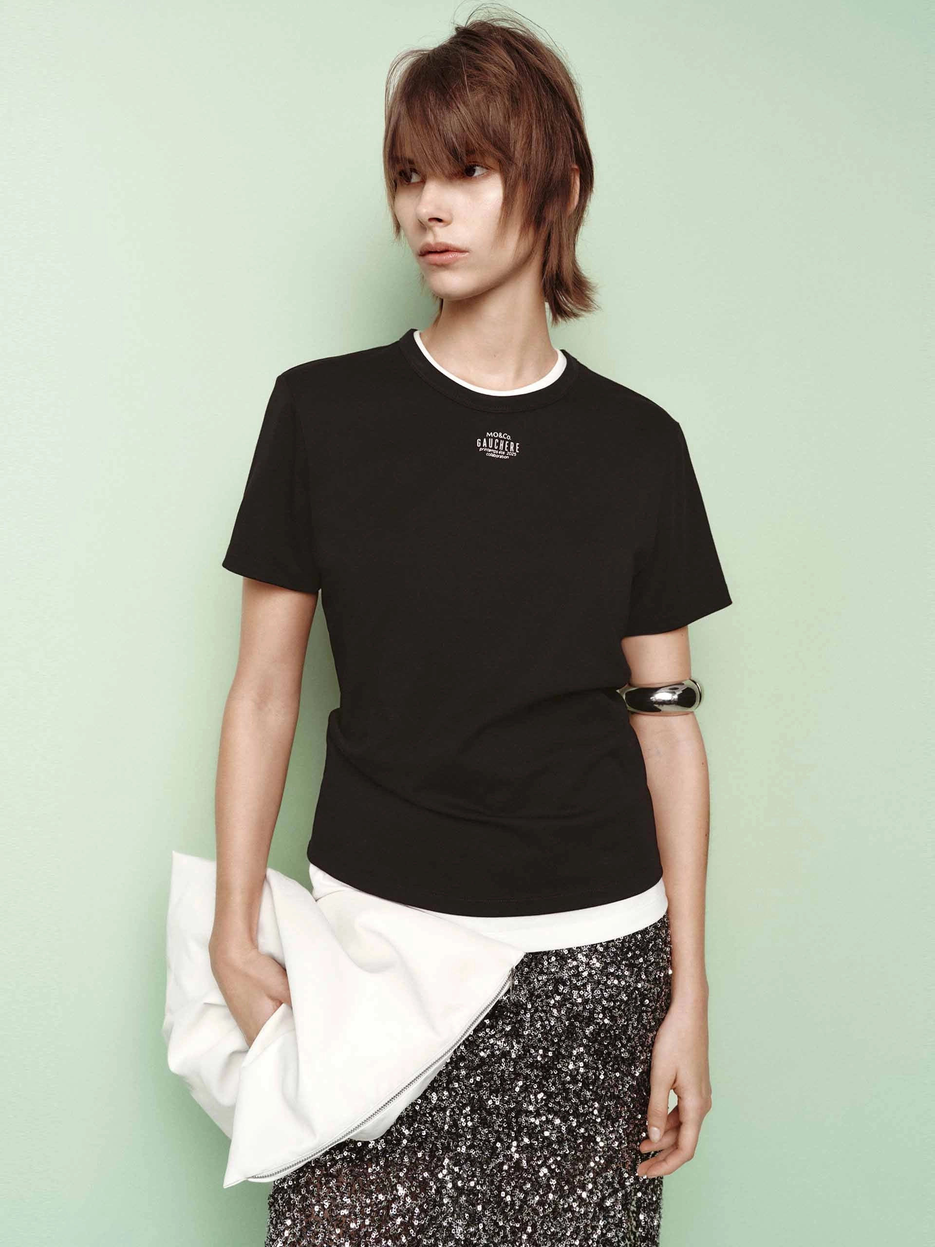 Quick Dry Comfort Valentine's Day Side Pleated Letter T-shirt