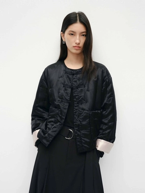Simple Modern Piece Slim Fit Styles Silk Blend Quilted Coat