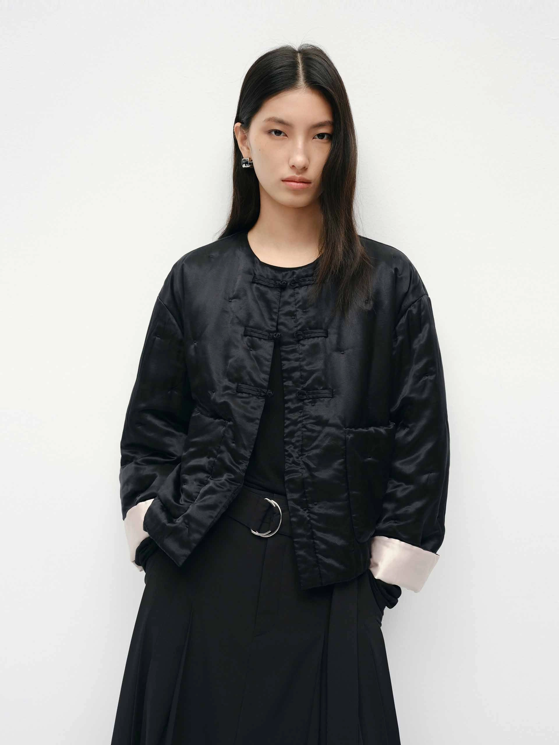 Simple Modern Piece Slim Fit Styles Silk Blend Quilted Coat