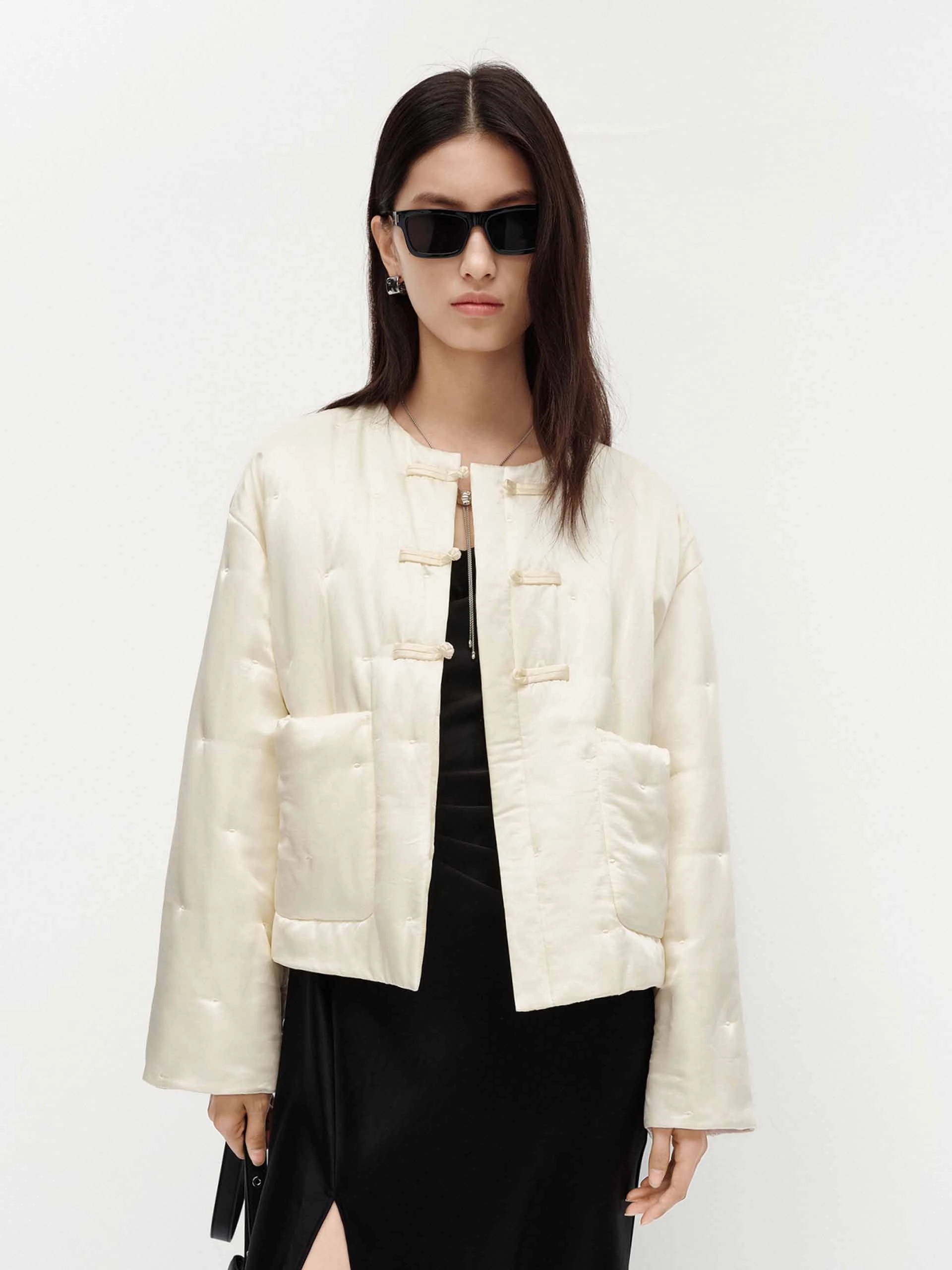 Silk Blend Quilted Coat Water Repellent Coating