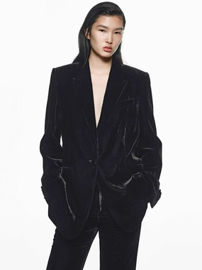 Easy Comfort SiliconeGrip Single Breasted Velvet Blazer
